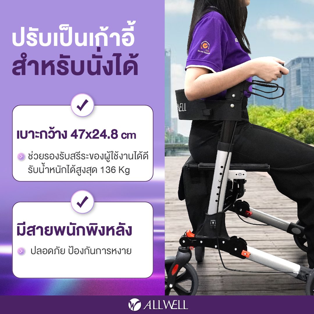 รถเข็นช่วยเดิน ALLWELL WALK A (สีเงิน)_7